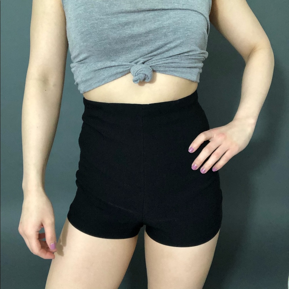 High waisted black shorts